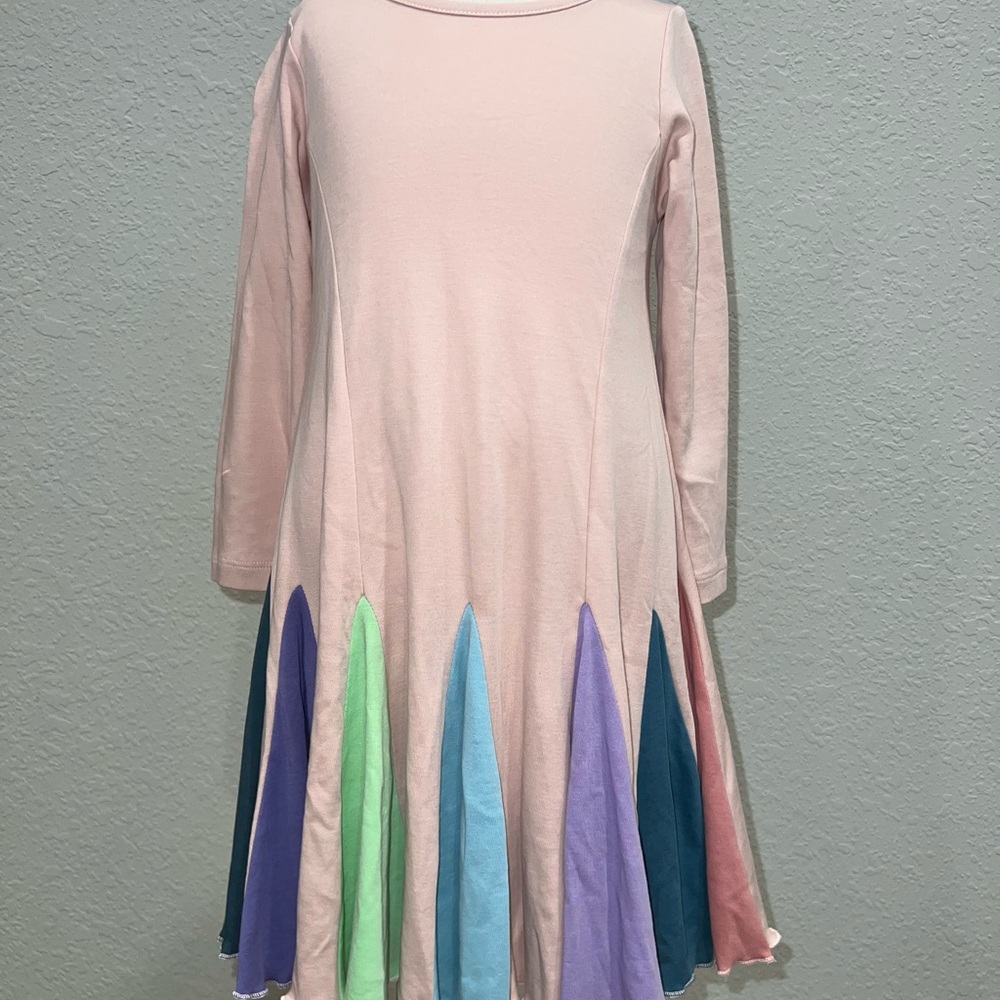 Multicolor Long Sleeve Kids Dress w/Twirl